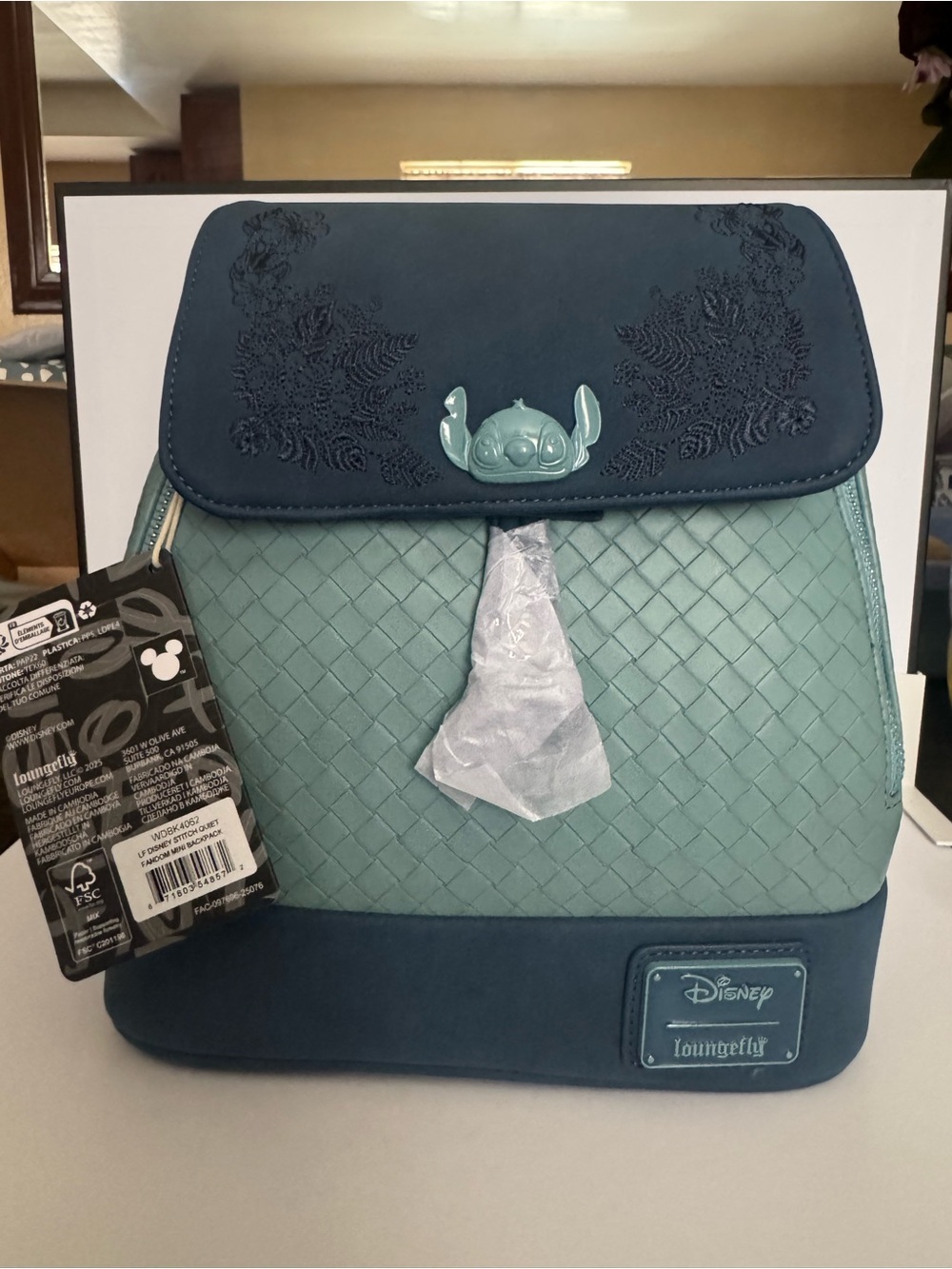 Loungefly Stitch quilted mini backpack